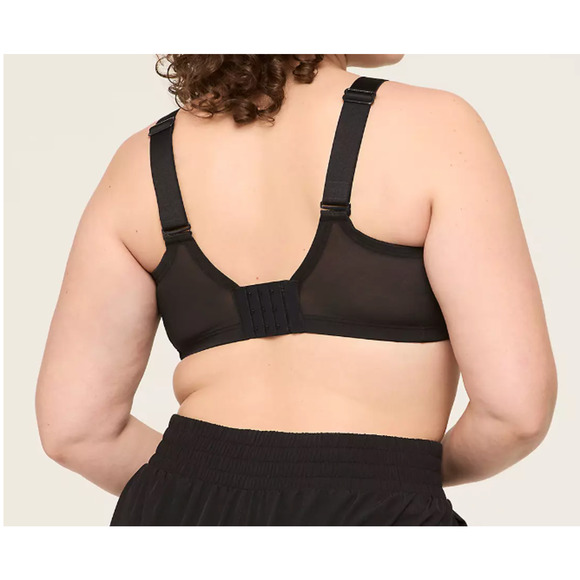 LIVI Lane Bryant Sports Bra 40DD Black Crisscross Front Medium Impact No-Wire - Picture 3 of 8